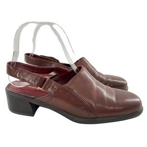 Naturalizer womens heels size 7.5 brown leather vintage 80s 90s slingback